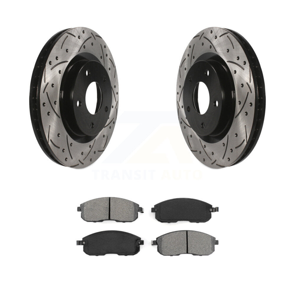Drill Slot Brake Rotors Semi-Metallic Pad Front Kit For 07-12 Nissan Sentra SE-R