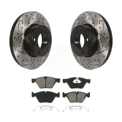 Coated Drill Slot Disc Brake Rotors Semi-Metallic Pad Front Kit For BMW X1 328xi