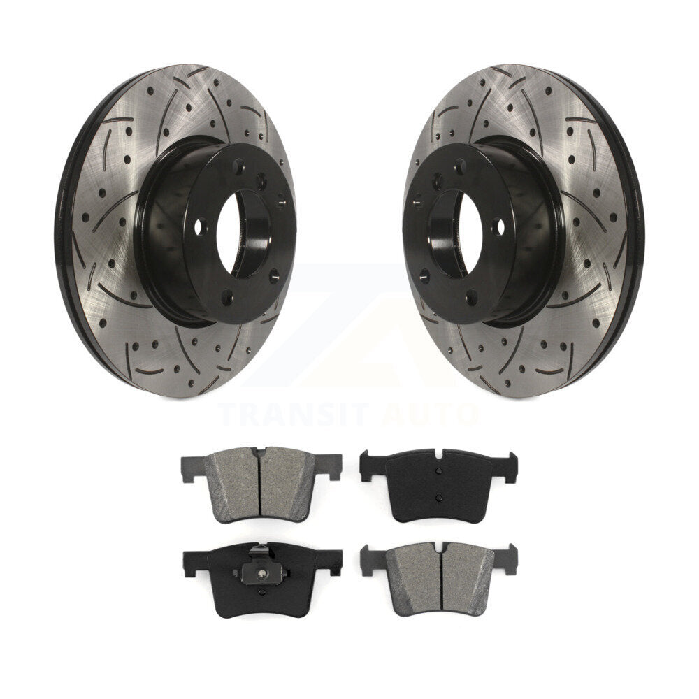 Drill Slot Brake Rotor Semi-Metallic Pad Front Kit For BMW 328i xDrive 330i 320i