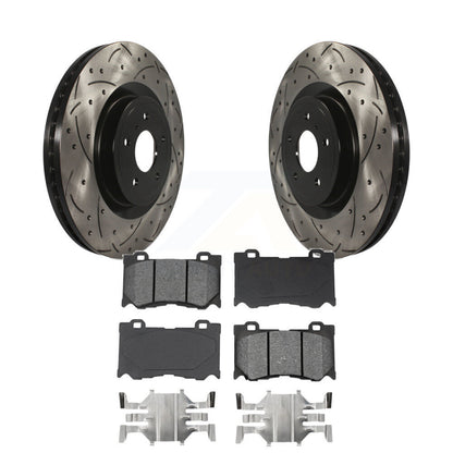Drill Slot Brake Rotor Semi-Metallic Pad Front Kit For INFINITI Q50 G37 Nissan Z