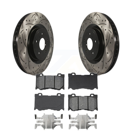 Drill Slot Brake Rotor Semi-Metallic Pad Front Kit For INFINITI Q50 G37 Nissan Z