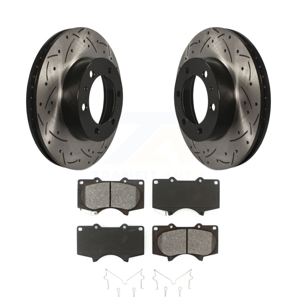 Drill Slot Brake Rotors Semi-Metallic Pad Front Kit For Toyota Tacoma 4Runner FJ