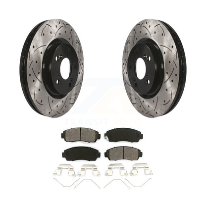 Drilled Slot Brake Rotor Semi-Metallic Pad Front Kit For 2011-2014 Honda Odyssey