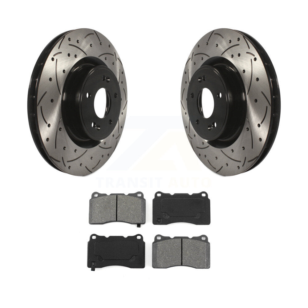 Drilled Slot Brake Rotor & Semi-Metallic Pad Front Kit For Hyundai Genesis Coupe