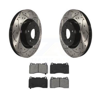 Drilled Slot Brake Rotor & Semi-Metallic Pad Front Kit For Hyundai Genesis Coupe