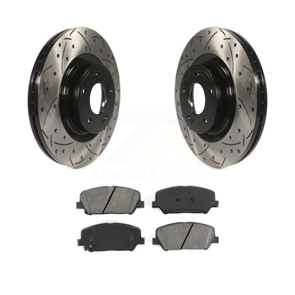 Drilled Slot Brake Rotor & Semi-Metallic Pad Front Kit For Hyundai Genesis Coupe