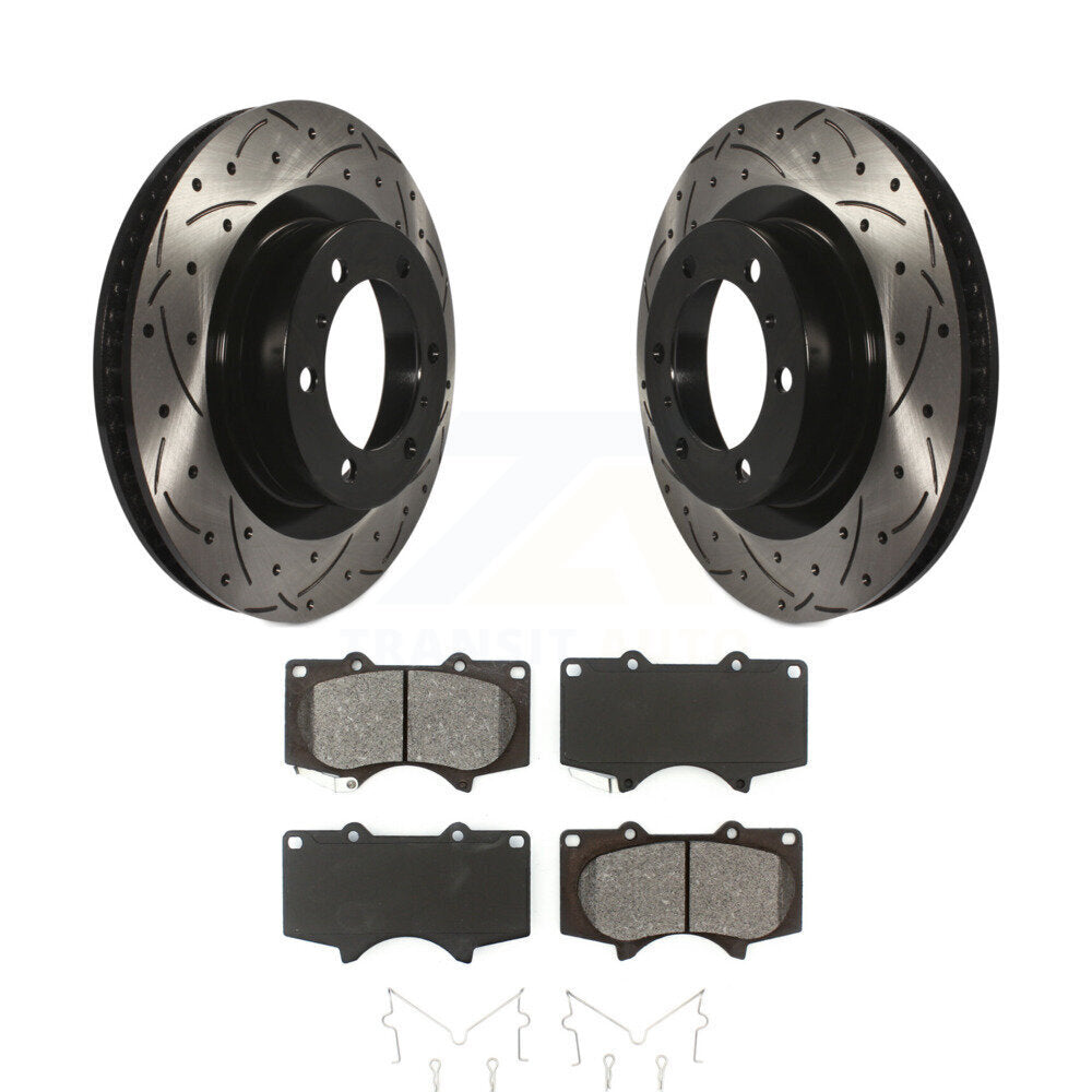 Drill Slot Disc Brake Rotor Semi-Metallic Pad Front Kit For Toyota 4Runner Lexus