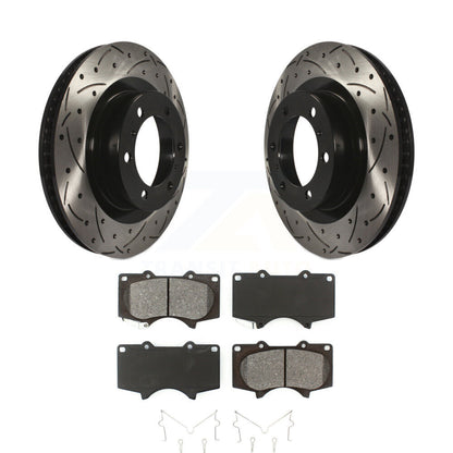 Drill Slot Disc Brake Rotor Semi-Metallic Pad Front Kit For Toyota 4Runner Lexus