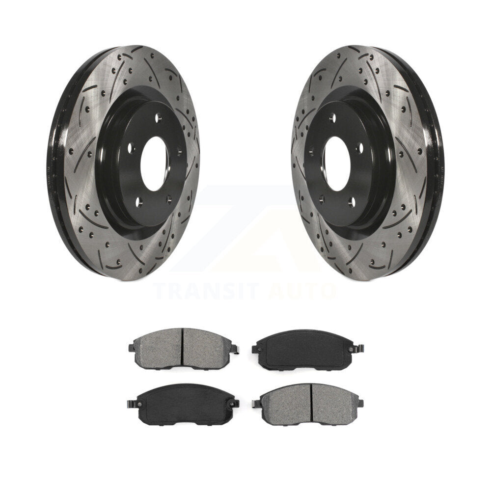 Drilled Slot Disc Brake Rotor Semi-Metallic Pad Front Kit For Nissan Sentra Juke