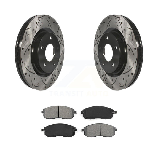 Drilled Slot Disc Brake Rotor Semi-Metallic Pad Front Kit For Nissan Sentra Juke