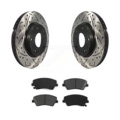 Coat Drill Slot Disc Brake Rotor Semi-Metallic Pad Front Kit For Hyundai Elantra