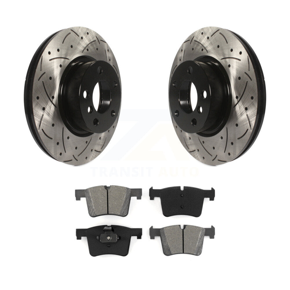 Coated Drilled Slot Disc Brake Rotor & Semi-Metallic Pad Front Kit For BMW X3 X4