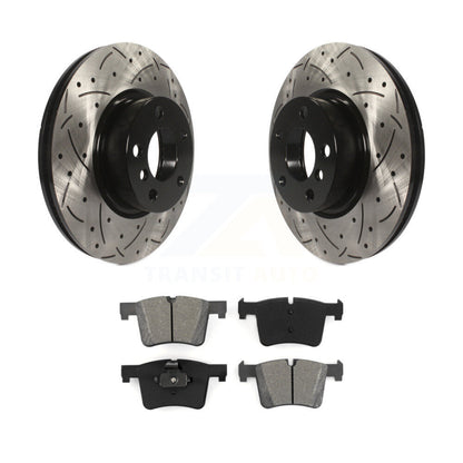 Coated Drilled Slot Disc Brake Rotor & Semi-Metallic Pad Front Kit For BMW X3 X4