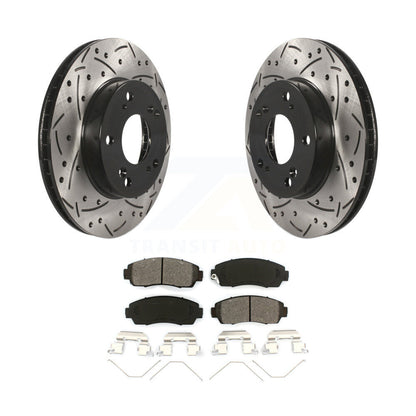 Coated Drilled Slot Disc Brake Rotor Semi-Metallic Pad Front Kit For Honda Civic