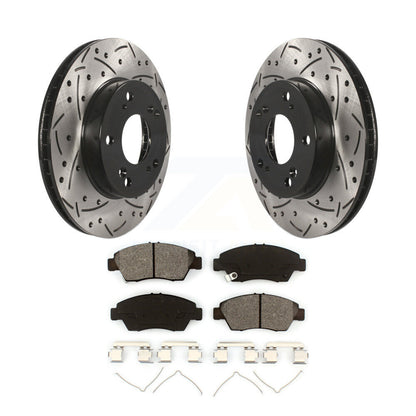 Drilled Slot Brake Rotor & Semi-Metallic Pad Front Kit For Honda Civic Acura ILX