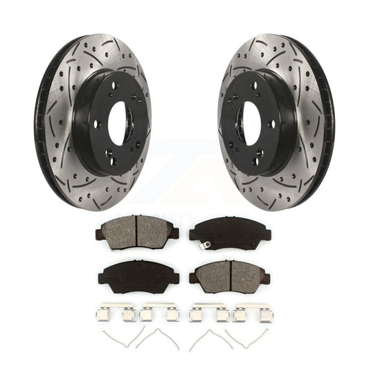 Drilled Slot Brake Rotor & Semi-Metallic Pad Front Kit For Honda Civic Acura ILX