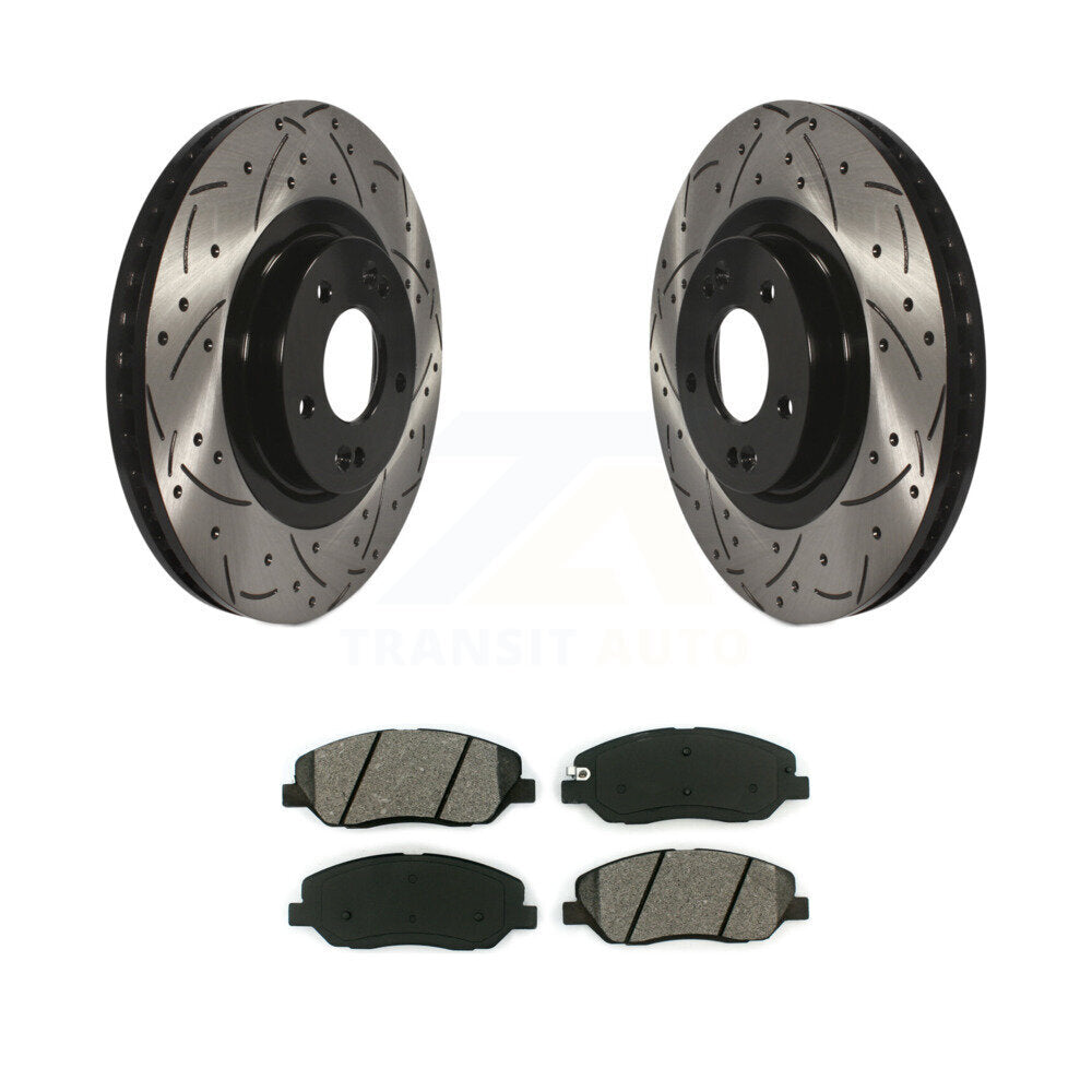 Drill Slot Brake Rotors Semi-Metallic Pad Front Kit For Hyundai Santa Fe XL 3.3L