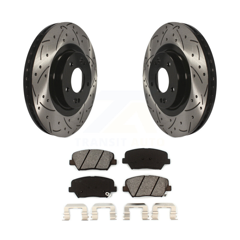Drilled Slot Brake Rotors Semi-Metallic Pad Front Kit For Hyundai Santa Fe Sport