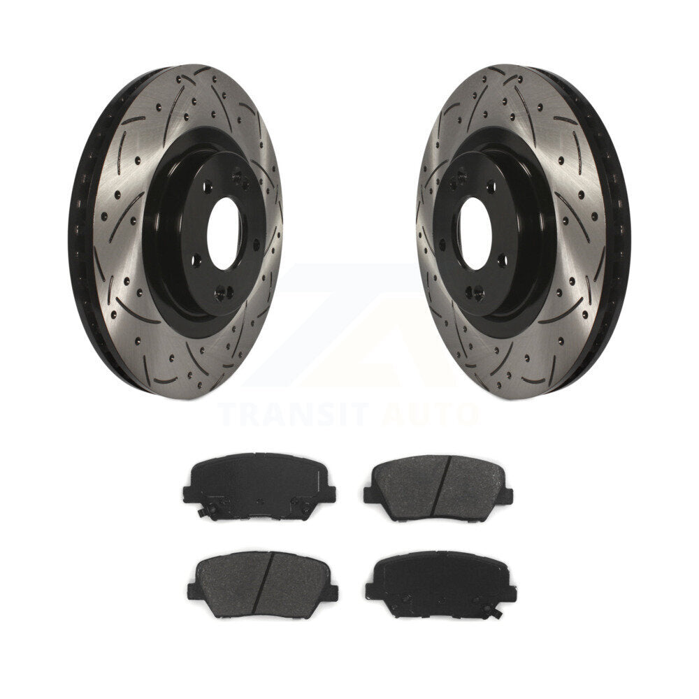 Drill Slot Brake Rotor Semi-Metallic Pad Front Kit For Kia Sorento Hyundai Santa