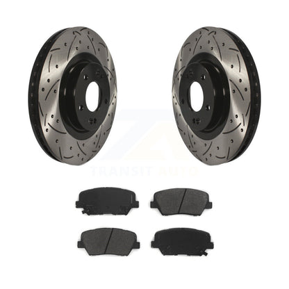 Drill Slot Brake Rotor Semi-Metallic Pad Front Kit For Kia Sorento Hyundai Santa