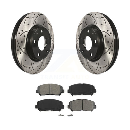 Drill Slot Disc Brake Rotor Semi-Metallic Pad Front Kit For 2013-2015 Mazda CX-5