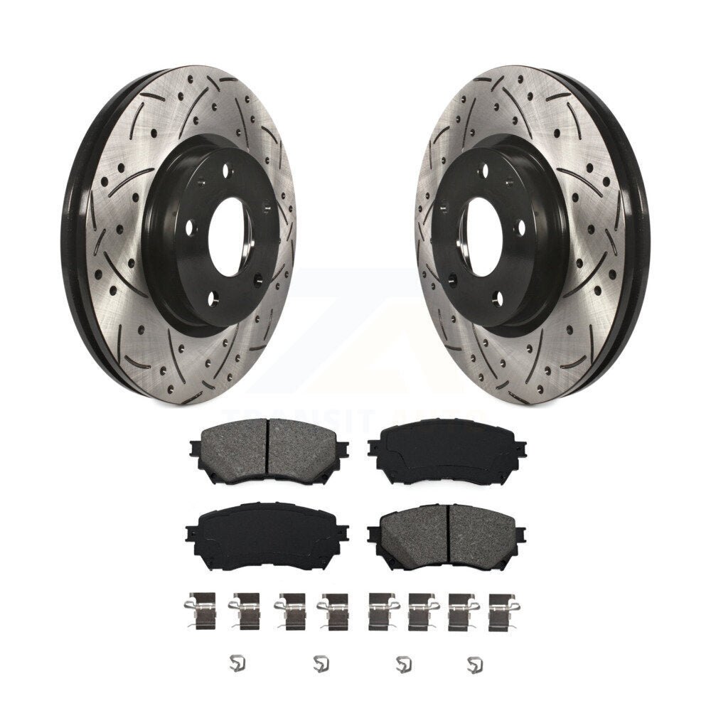 Coated Drilled Slotted Disc Brake Rotors Semi-Metallic Pad Front Kit For Mazda 6