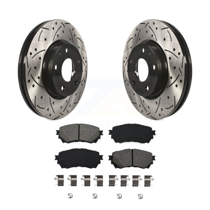 Coated Drilled Slotted Disc Brake Rotors Semi-Metallic Pad Front Kit For Mazda 6