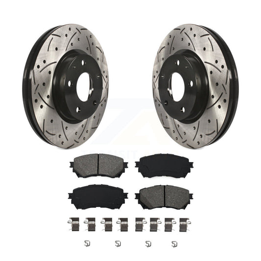 Coated Drilled Slotted Disc Brake Rotors Semi-Metallic Pad Front Kit For Mazda 6
