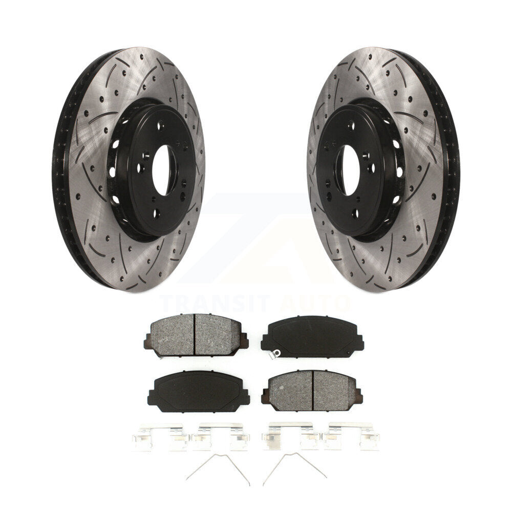 Coated Drill Slot Disc Brake Rotor Semi-Metallic Pad Front Kit For Acura RDX ILX