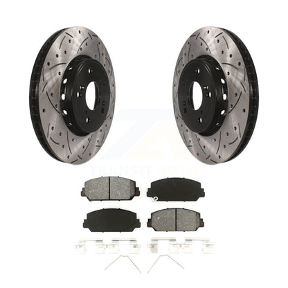 Coated Drill Slot Disc Brake Rotor Semi-Metallic Pad Front Kit For Acura RDX ILX