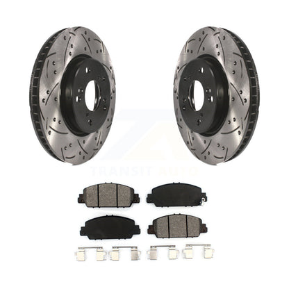 Coated Drill Slot Disc Brake Rotors Semi-Metallic Pad Front Kit For Honda Accord