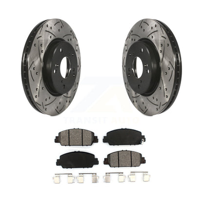 Drilled Slot Disc Brake Rotors Semi-Metallic Pad Front Kit For Honda HR-V Accord