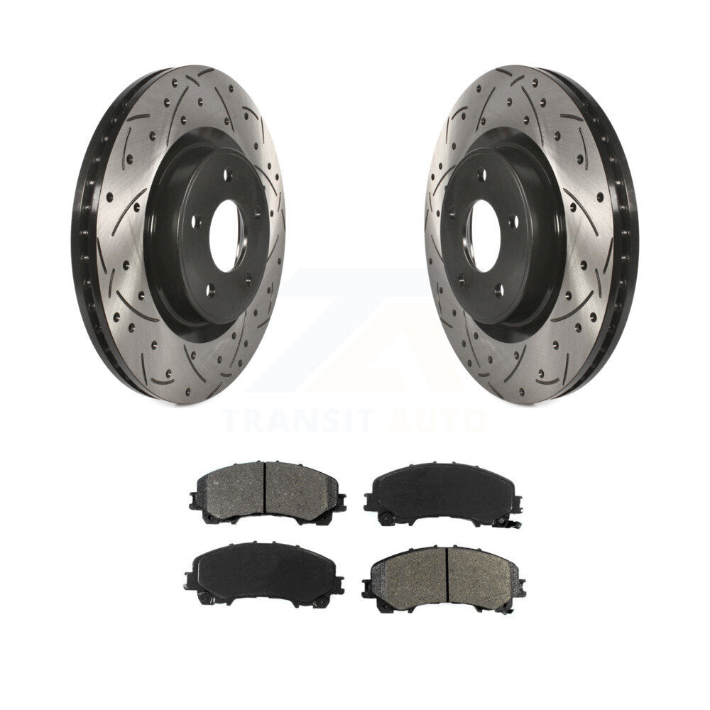 Drilled Slot Brake Rotor & Semi-Metallic Pad Front Kit For INFINITI Q50 QX50 Q60