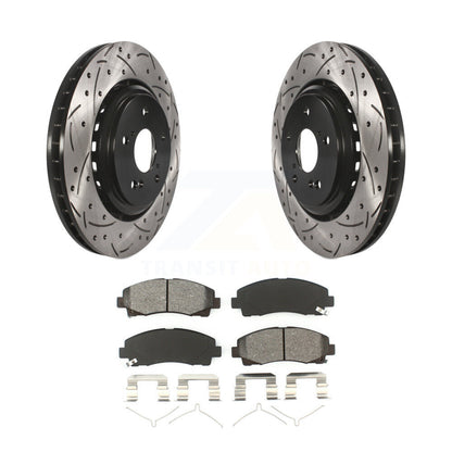 Drill Slot Disc Brake Rotors Semi-Metallic Pad Front Kit For 2015-2020 Acura TLX