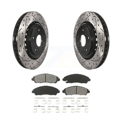 Drill Slot Disc Brake Rotors Semi-Metallic Pad Front Kit For 2014-2016 Acura MDX