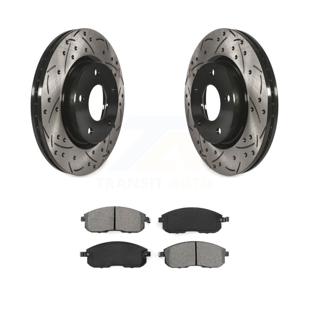 Coated Drill Slot Disc Brake Rotor Semi-Metallic Pad Front Kit For Nissan Sentra