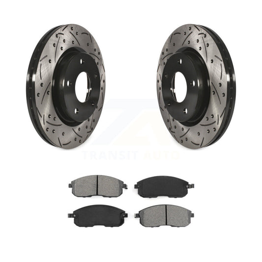 Coated Drill Slot Disc Brake Rotor Semi-Metallic Pad Front Kit For Nissan Sentra