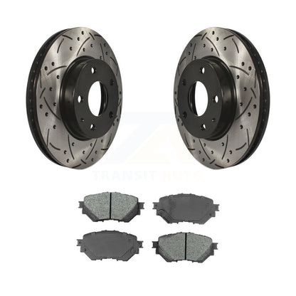 Drilled Slot Brake Rotor Semi-Metallic Pad Front Kit For 2014-2018 Mazda 3 Sport