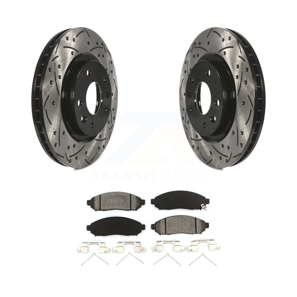 Coated Drilled Slot Disc Brake Rotor Semi-Metallic Pad Front Kit For Nissan LEAF