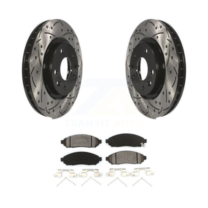 Coated Drilled Slot Disc Brake Rotor Semi-Metallic Pad Front Kit For Nissan LEAF