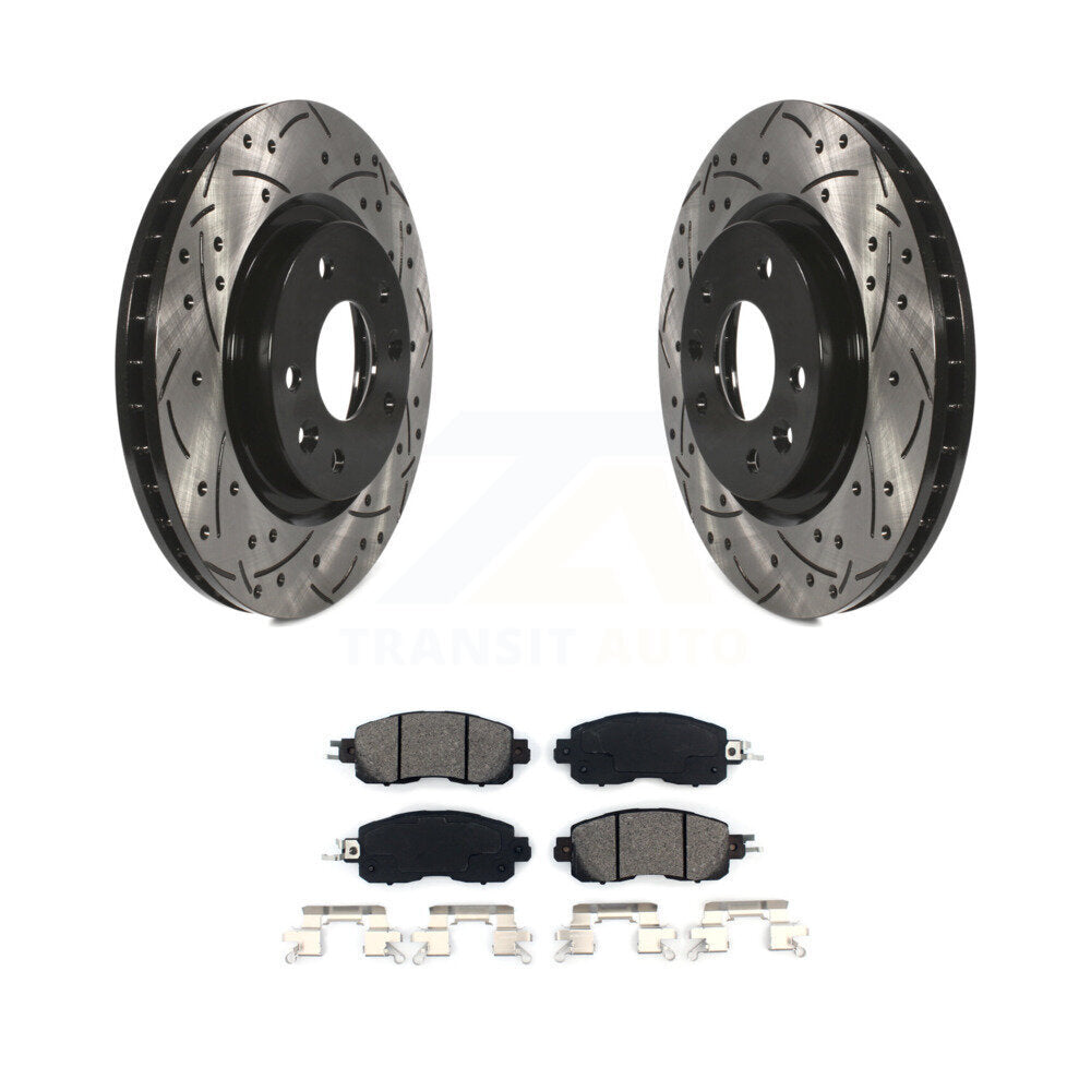 Coated Drilled Slot Disc Brake Rotor Semi-Metallic Pad Front Kit For Nissan LEAF