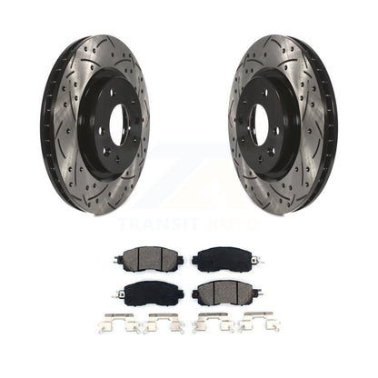 Coated Drilled Slot Disc Brake Rotor Semi-Metallic Pad Front Kit For Nissan LEAF