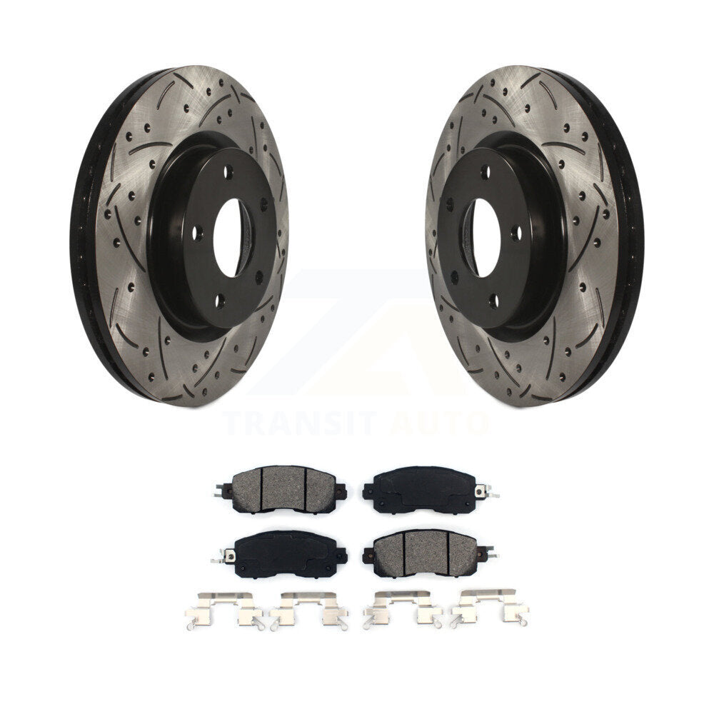 Coated Drill Slot Disc Brake Rotor Semi-Metallic Pad Front Kit For Nissan Altima