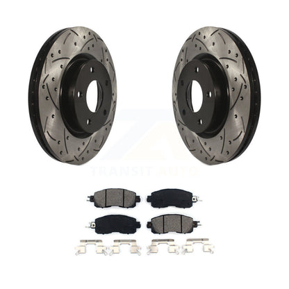 Coated Drill Slot Disc Brake Rotor Semi-Metallic Pad Front Kit For Nissan Altima