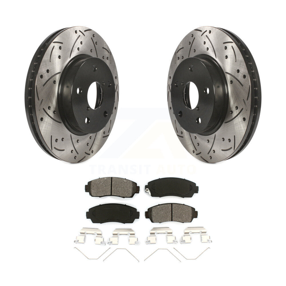 Drill Slot Brake Rotors Semi-Metallic Pad Front Kit For 16-19 Subaru Legacy 2.5L