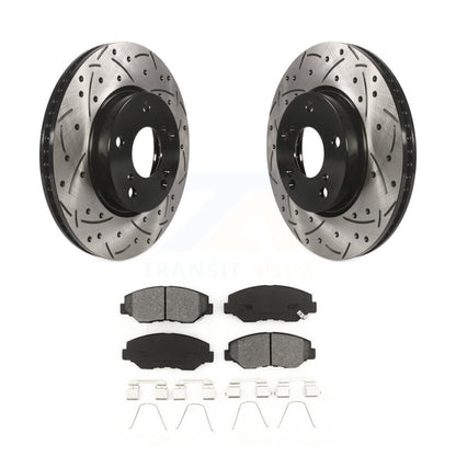 Coated Drilled Slot Disc Brake Rotor Semi-Metallic Pad Front Kit For Honda Civic