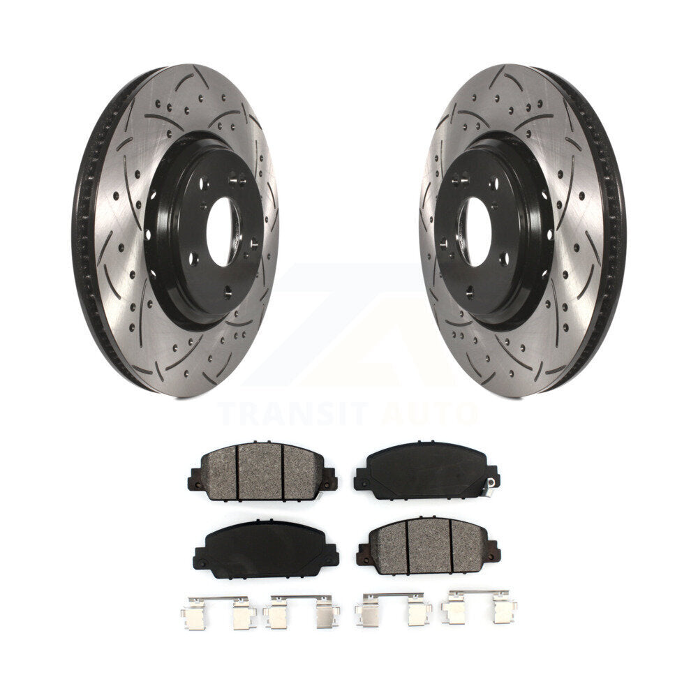 Coated Drill Slot Disc Brake Rotors Semi-Metallic Pad Front Kit For Honda Accord