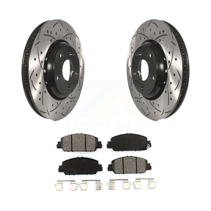 Coated Drill Slot Disc Brake Rotors Semi-Metallic Pad Front Kit For Honda Accord
