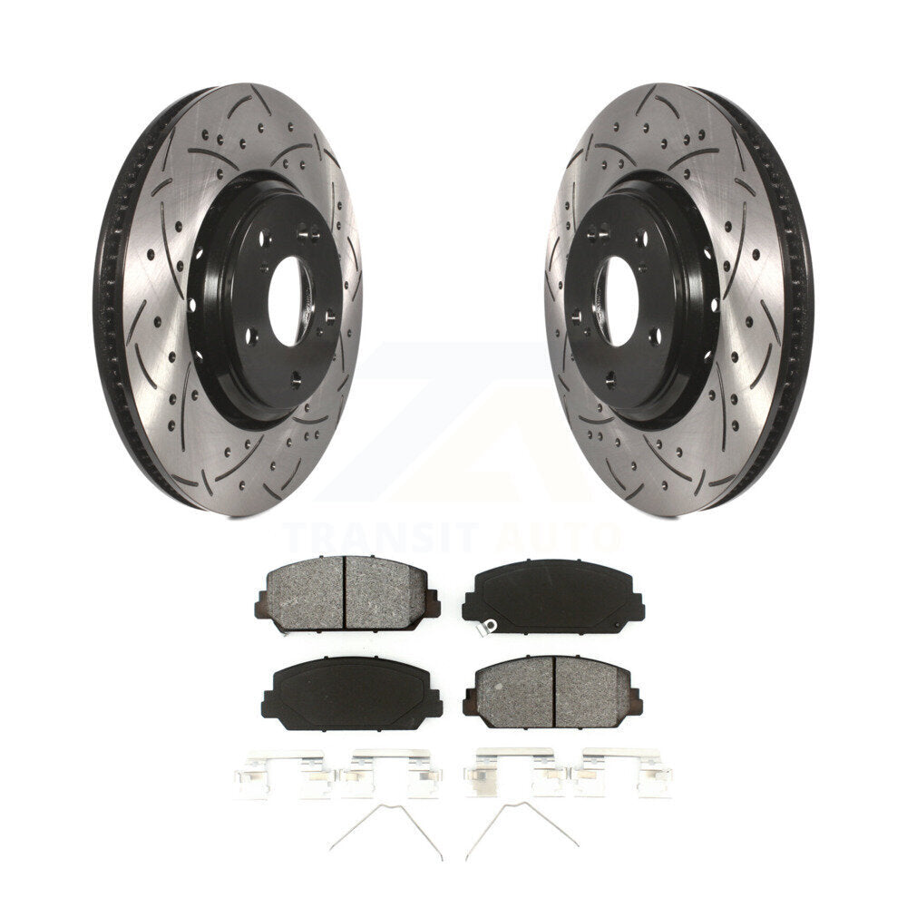 Drill Slot Brake Rotors Semi-Metallic Pad Front Kit For Honda Civic Accord Acura