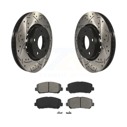 Coated Drilled Slot Disc Brake Rotors Semi-Metallic Pad Front Kit For Mazda CX-5